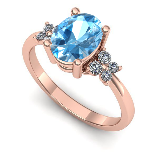 Inel logodna din aur roz cu topaz blue