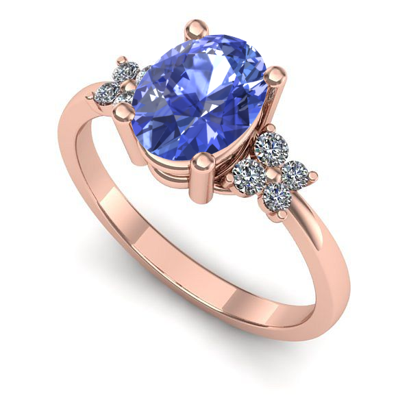 Inel logodna din aur roz cu tanzanit