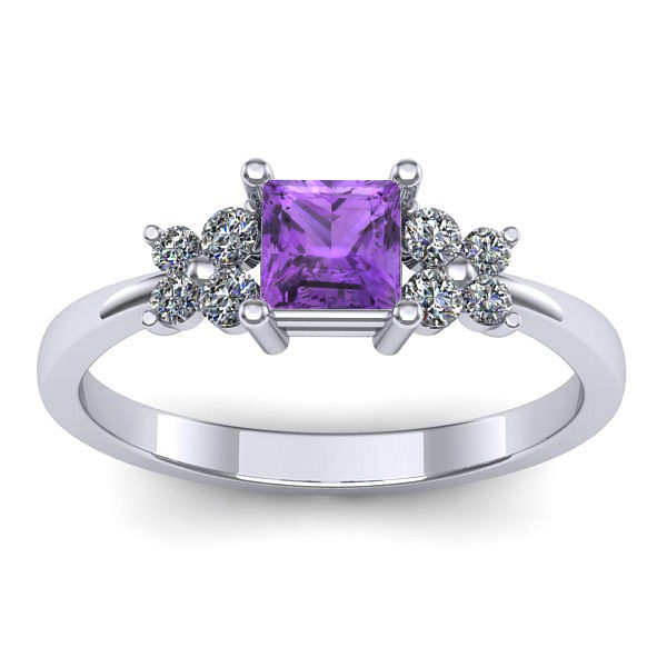 Inel logodna cu ametist patrat