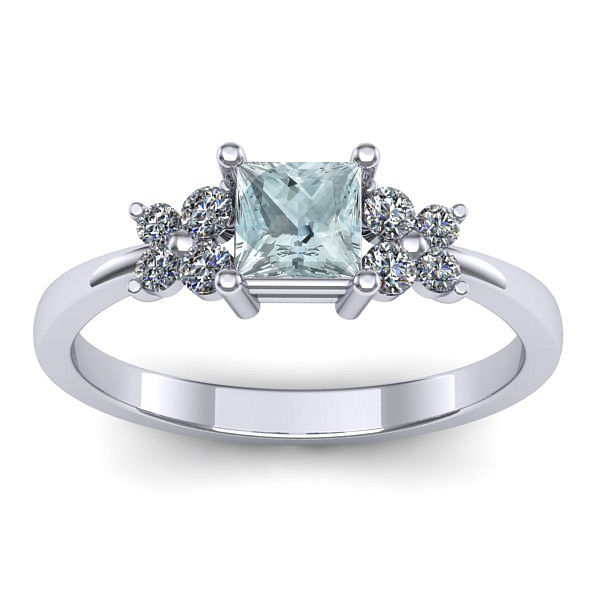 Inel cu aquamarin patrat