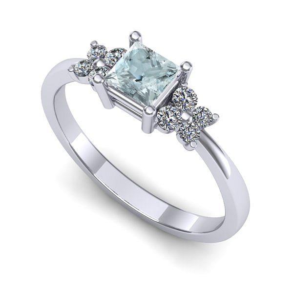 Inel din aur alb cu aquamarin