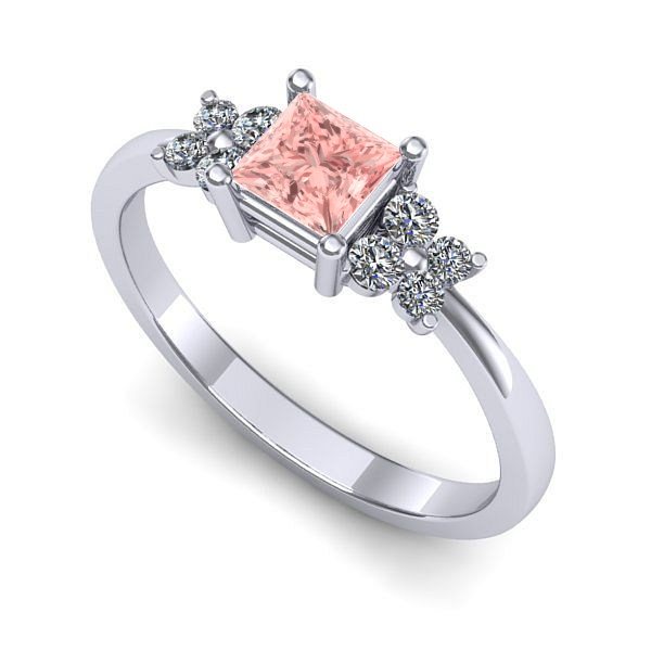 Inel din aur alb cu diamant de laborator roz