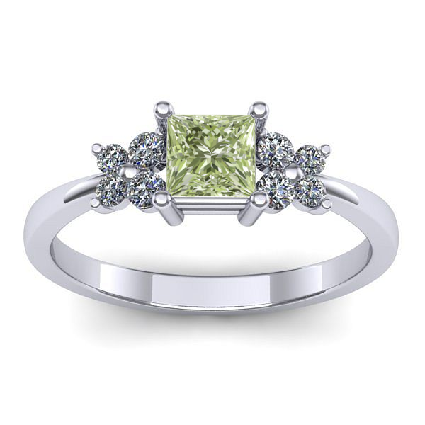 Inel de logodna cu diamant de laborator verde patrat