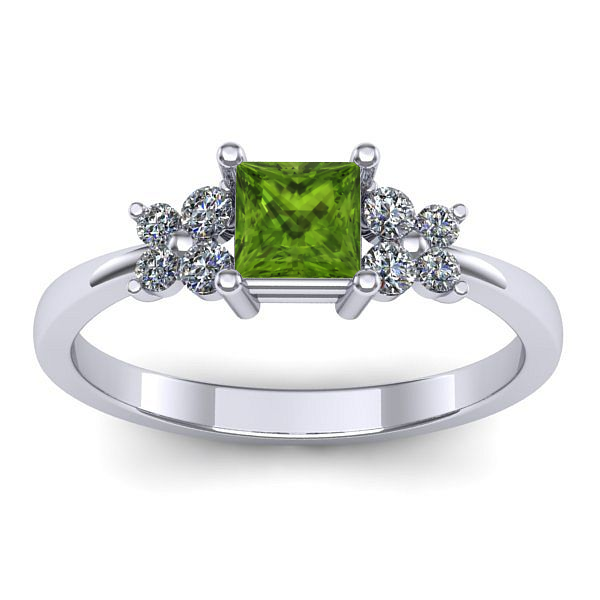 Inel logodna cu peridot patrat