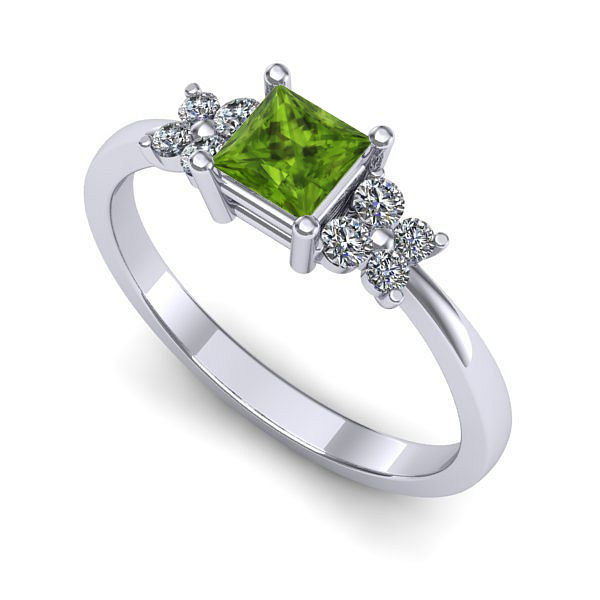 Inel din aur alb cu peridot