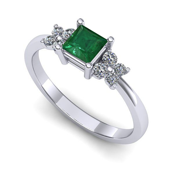 Inel din aur alb cu smarald