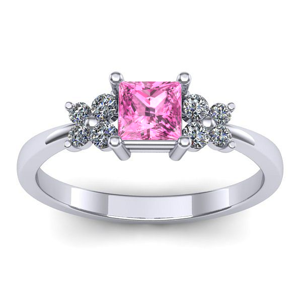 Inel logodna cu safir roz patrat