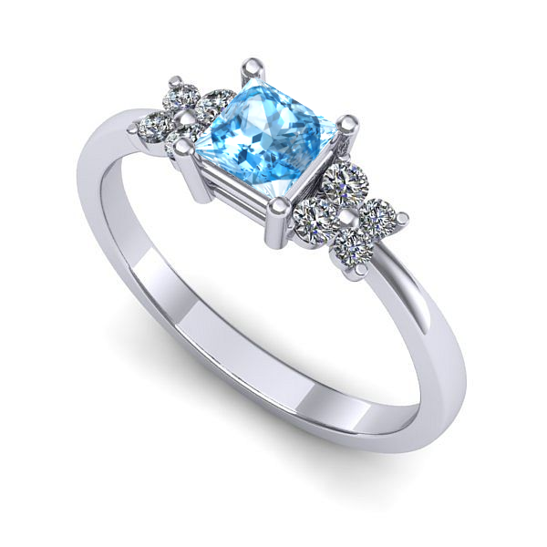 Inel din aur alb cu topaz blue