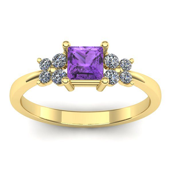 Inel de logodna cu ametist patrat