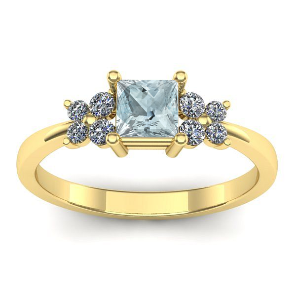 Inel cu aquamarin patrat