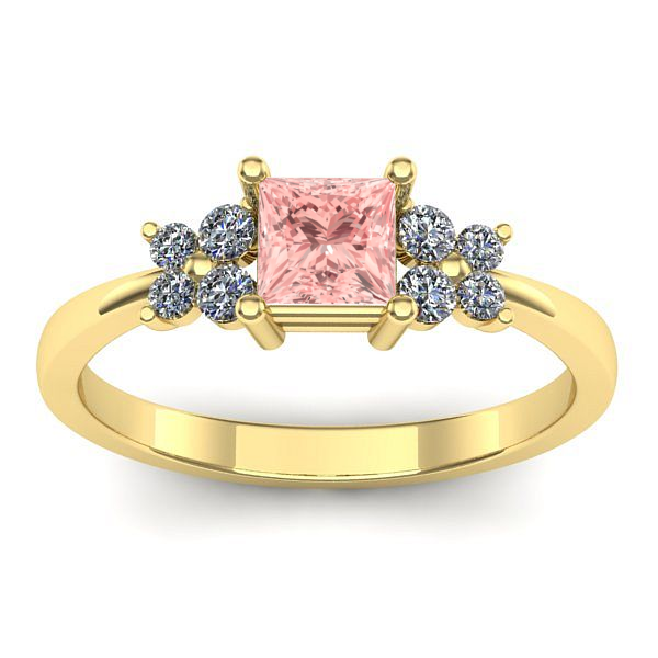 Inel logodna cu diamant de laborator roz patrat