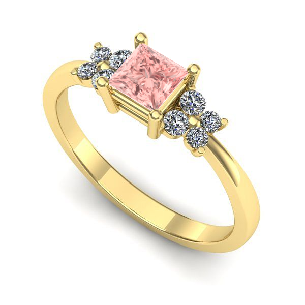 Inel de logodna din aur galben cu diamant de laborator roz