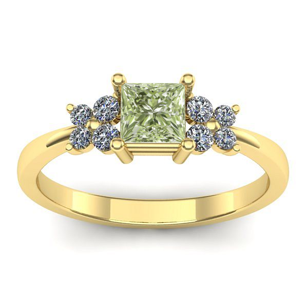 Inel logodna cu diamant de laborator verde patrat