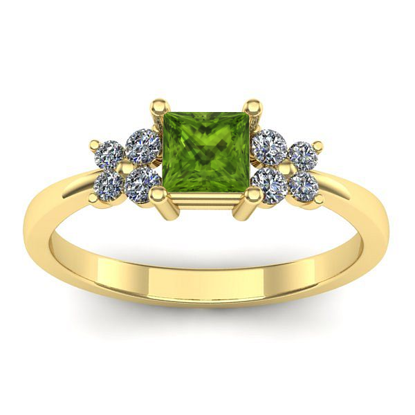 Inel cu peridot patrat