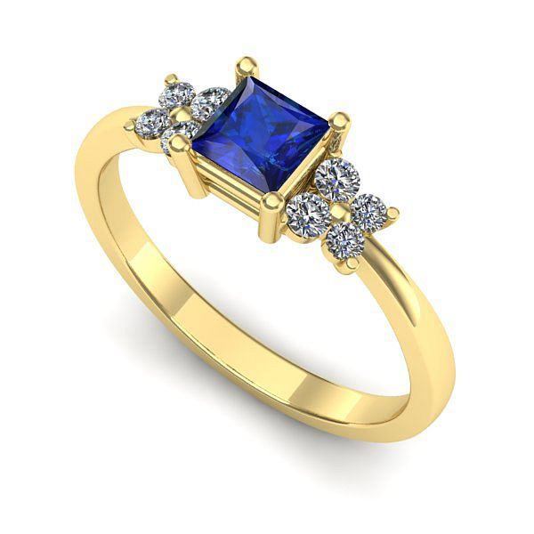 Inel logodna din aur galben cu safir