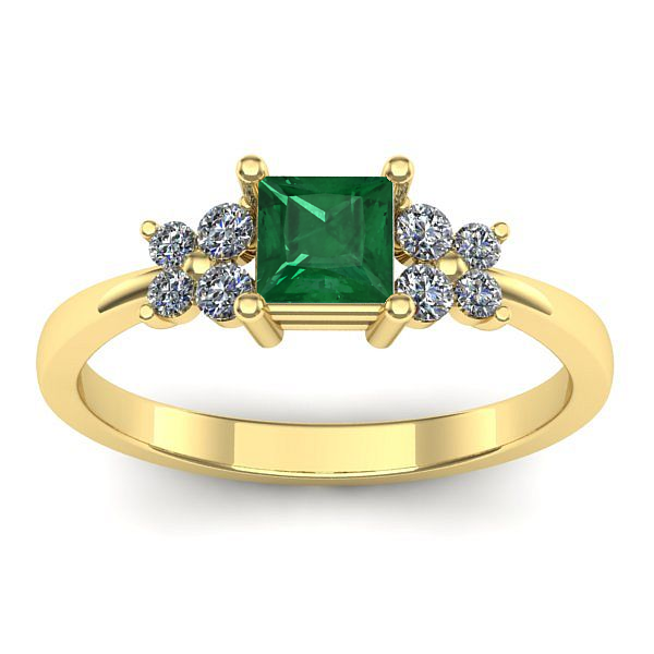 Inel cu smarald patrat