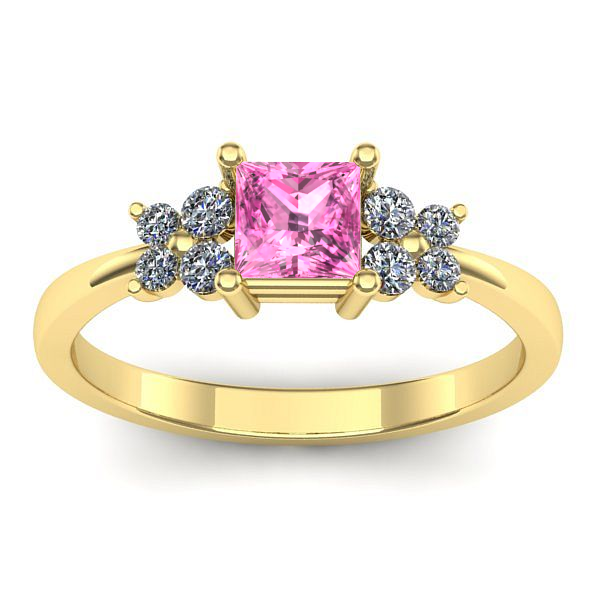 Inel logodna cu safir roz patrat