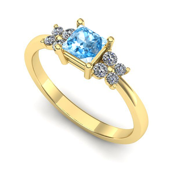 Inel de logodna din aur galben cu topaz blue