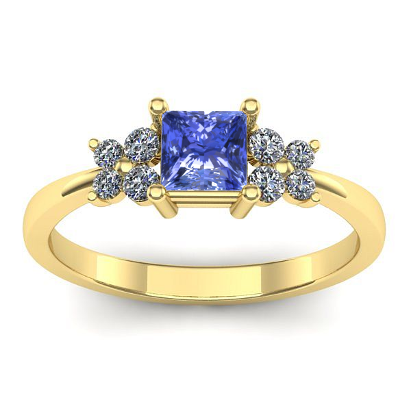Inel logodna cu tanzanit patrat