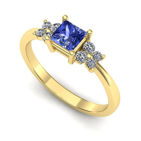 Inel logodna din aur galben cu tanzanit