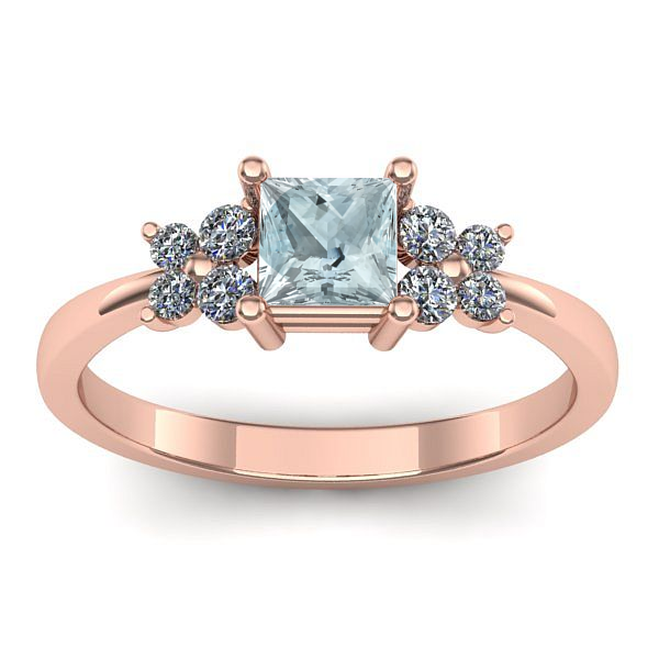 Inel logodna cu aquamarin patrat