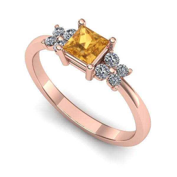 Inel logodna din aur roz cu citrin