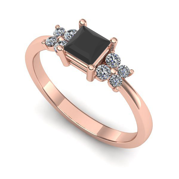 Inel de logodna din aur roz cu diamant negru