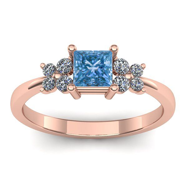 Inel de logodna cu diamant de laborator albastru patrat