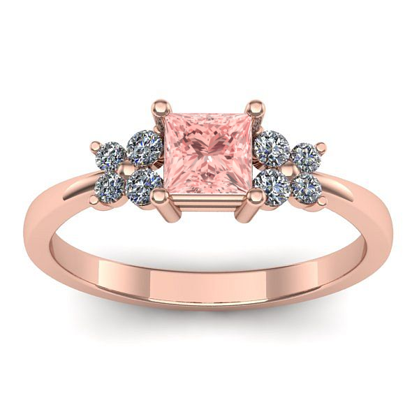 Inel logodna cu diamant de laborator roz patrat