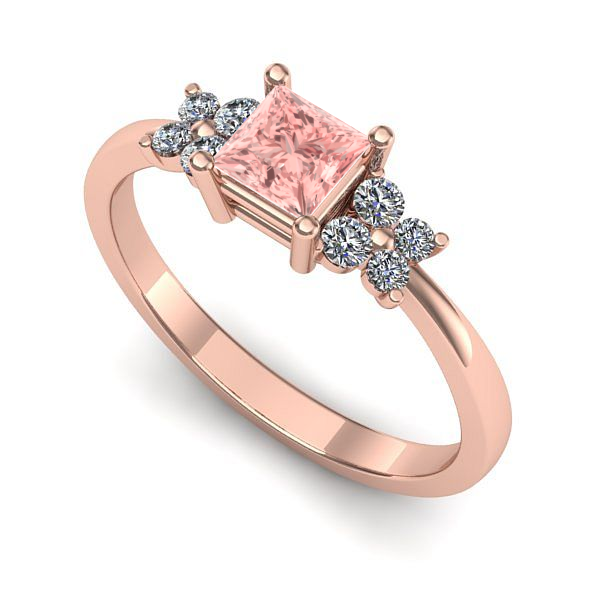 Inel de logodna din aur roz cu diamant de laborator roz