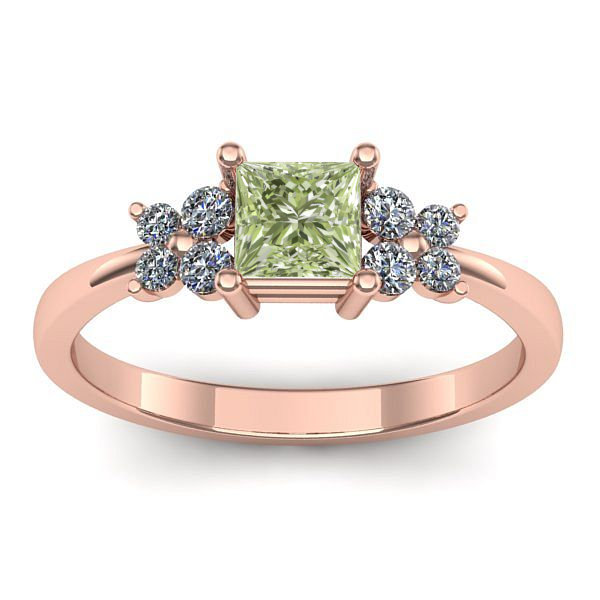 Inel de logodna cu diamant de laborator verde patrat