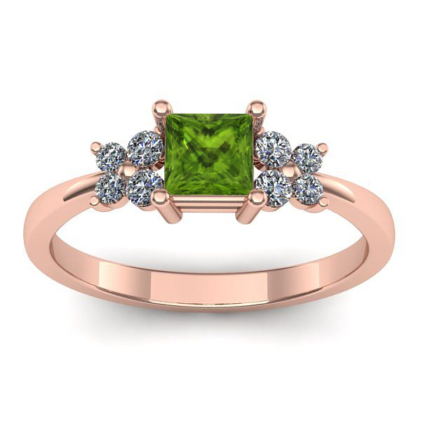 Inel logodna cu peridot patrat