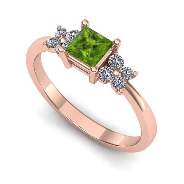 Inel din aur roz cu peridot