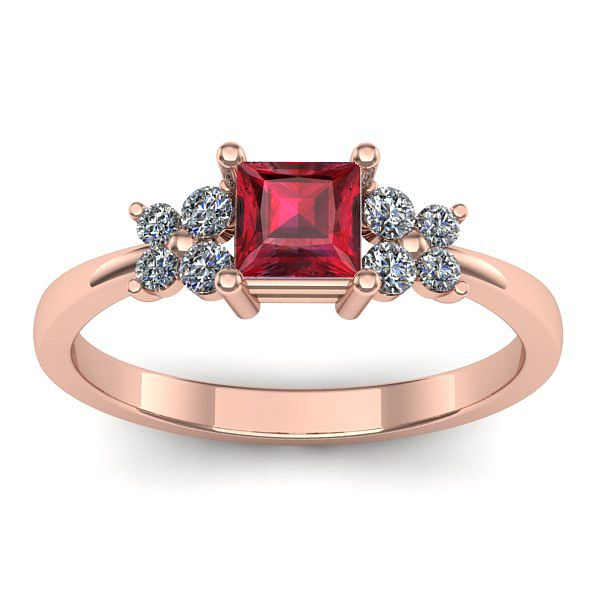 Inel logodna cu rubin patrat