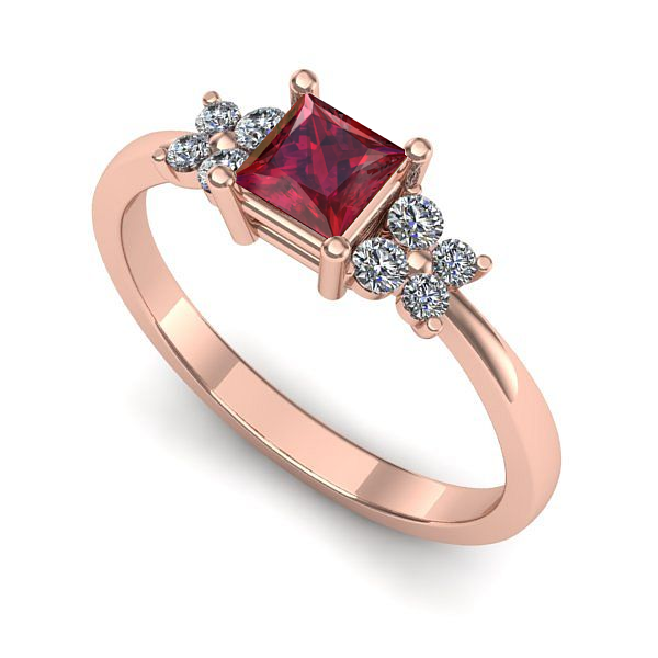 Inel logodna din aur roz cu rubin