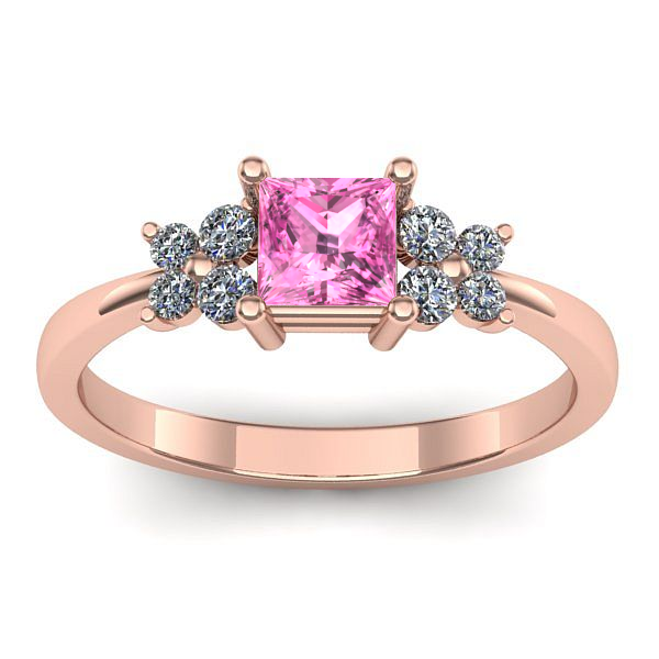Inel logodna cu safir roz patrat