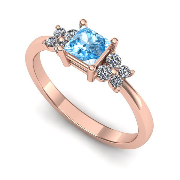 Inel de logodna din aur roz cu topaz blue