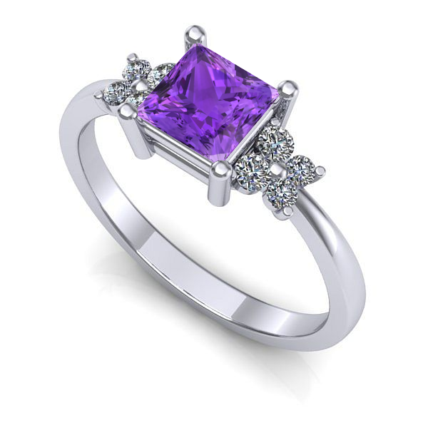 Inel de logodna din aur alb cu ametist