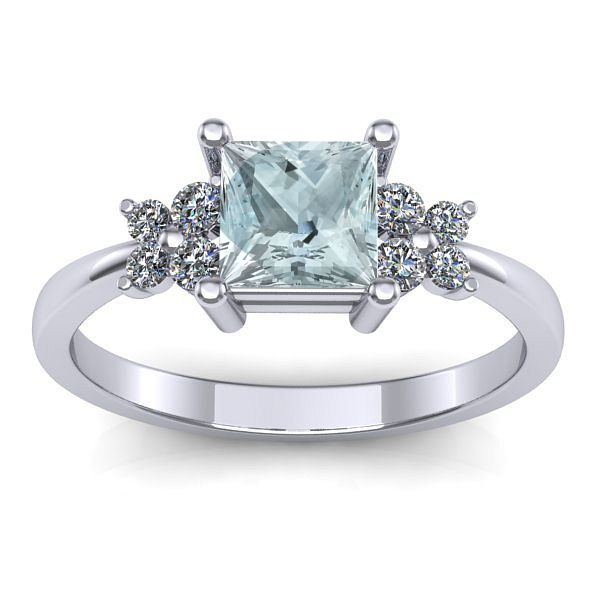 Inel logodna cu aquamarin patrat