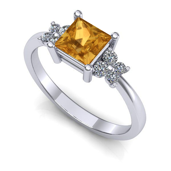 Inel de logodna din aur alb cu citrin