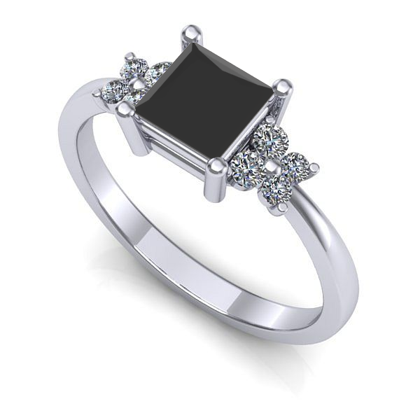 Inel din aur alb cu diamant negru