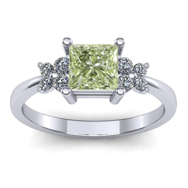 Inel logodna cu diamant de laborator verde patrat