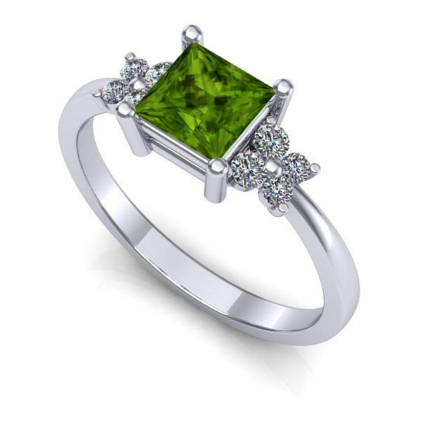 Inel din aur alb cu peridot