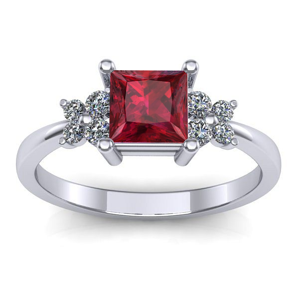 Inel cu rubin patrat