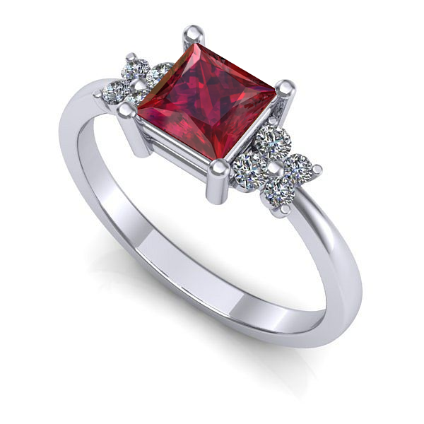 Inel din aur alb cu rubin