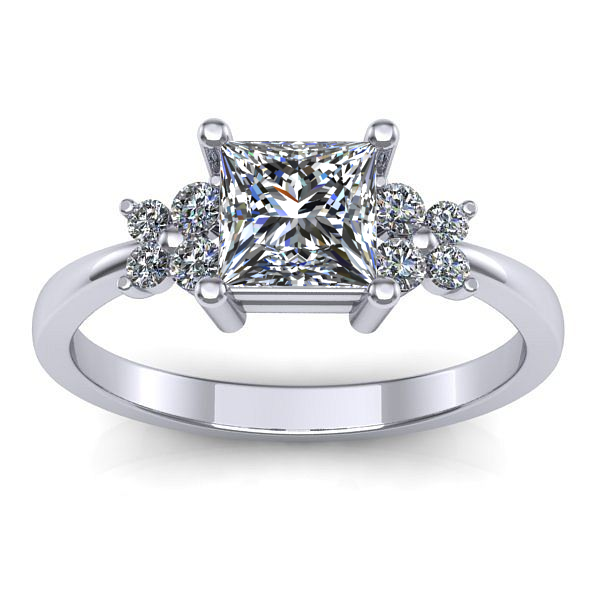 Inel logodna cu safir alb patrat