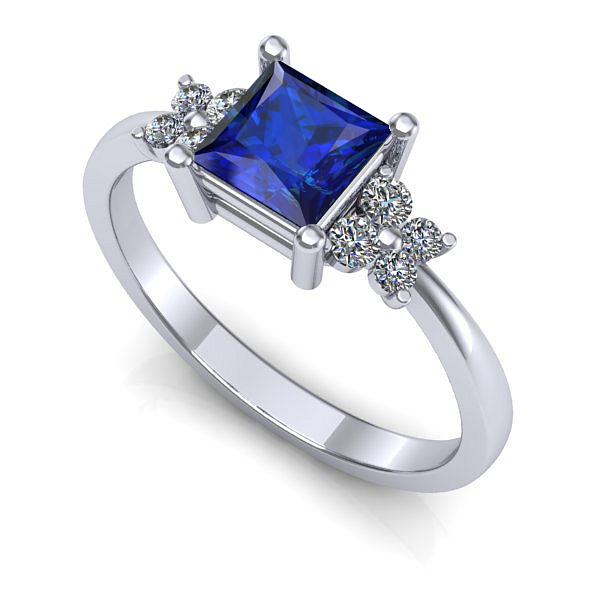 Inel din aur alb cu safir