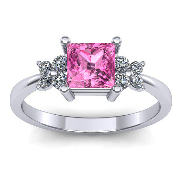 Inel de logodna cu safir roz patrat