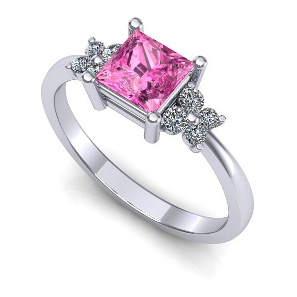 Inel din aur alb cu safir roz