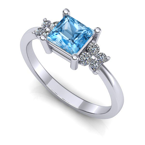 Inel din aur alb cu topaz blue